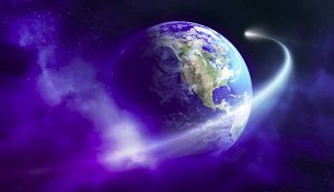 Del gas e una cometa intorno alla Terra nello spazio