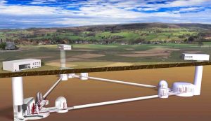 Concept di come potrebbe essere l'Einstein Telescope una volta finito