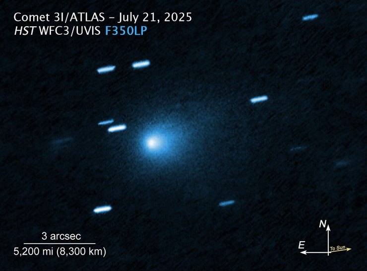 Illustrazione di 3I/ATLAS (Wikimedia Commons NASA, ESA, D. Jewitt (UCLA) FOTO) - aerospacecue.it