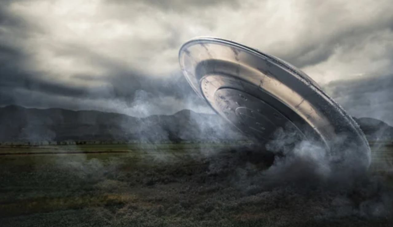 Illustrazione di un UFO che si schianta (Depositphotos foto) - www.aerospacecue.it