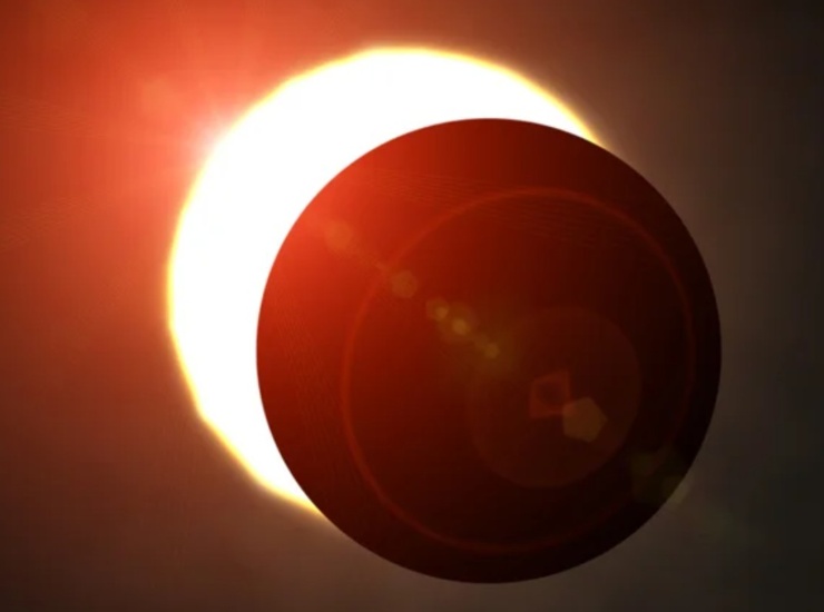 Illustrazione di un'eclissi parziale (Depositphotos foto) - www.aerospacecue.it