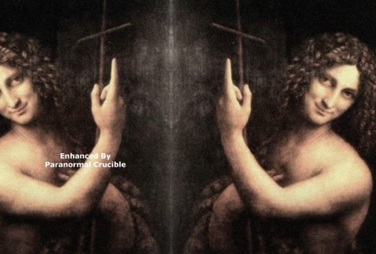Il presunto volto alieno in un dipinto specchiato di Da Vinci (Paranormal Crucible - youtube screenshot) - www.aerospacecue.it