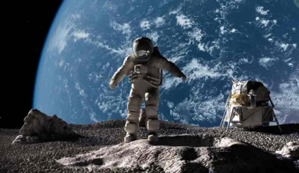 Illustrazione di astronauta sulla Luna (Depositphotos foto) - www.aerospacecue.it