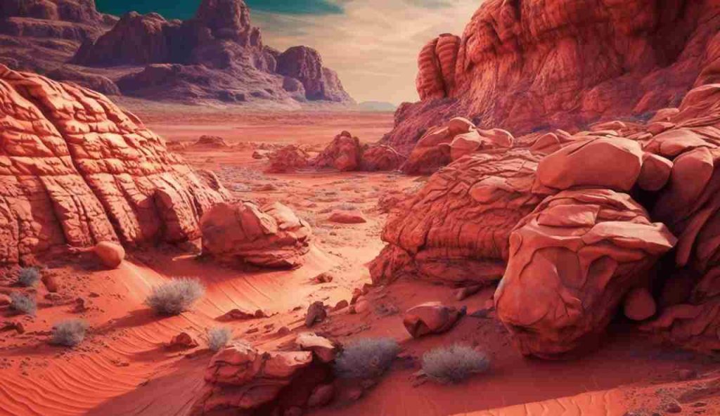 Illustrazione di tracce di vita su Marte (Canva FOTO) - aerospacecue.it
