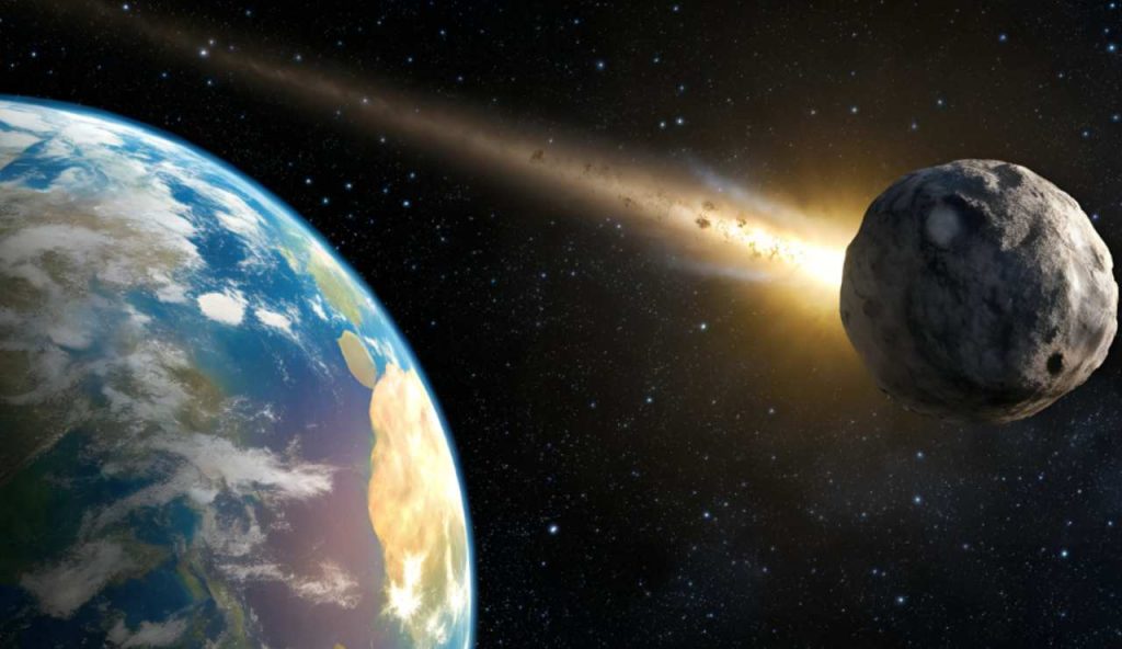 Illustrazione della Terra e di un asteroide (Canva FOTO) - aerospacecue.it