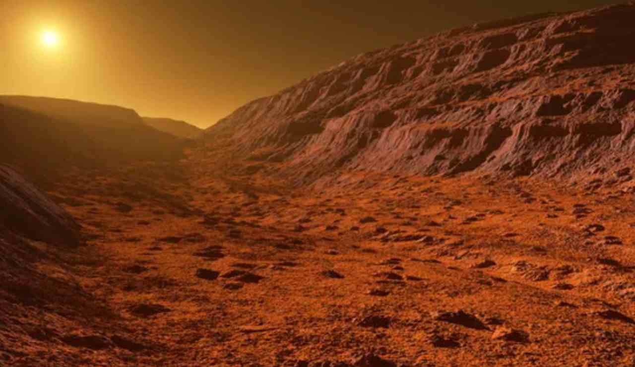 Illustrazione di un panorama marziano (Depositphotos foto) - www.aerospacecue.it