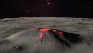 Illustrazione di un vulcano lunare (Depositphotos foto) - www.aerospacecue.it
