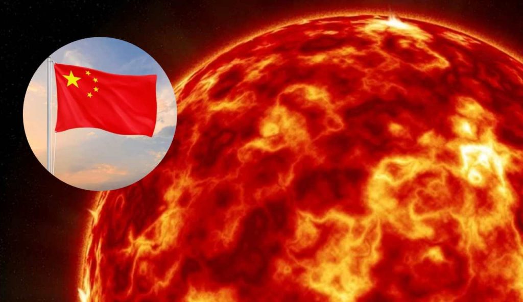 Sole e bandiera cinese