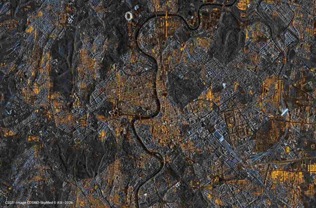 Roma nelle prime immagini del nuovo satellite italiano della costellazione COSMO-SkyMed